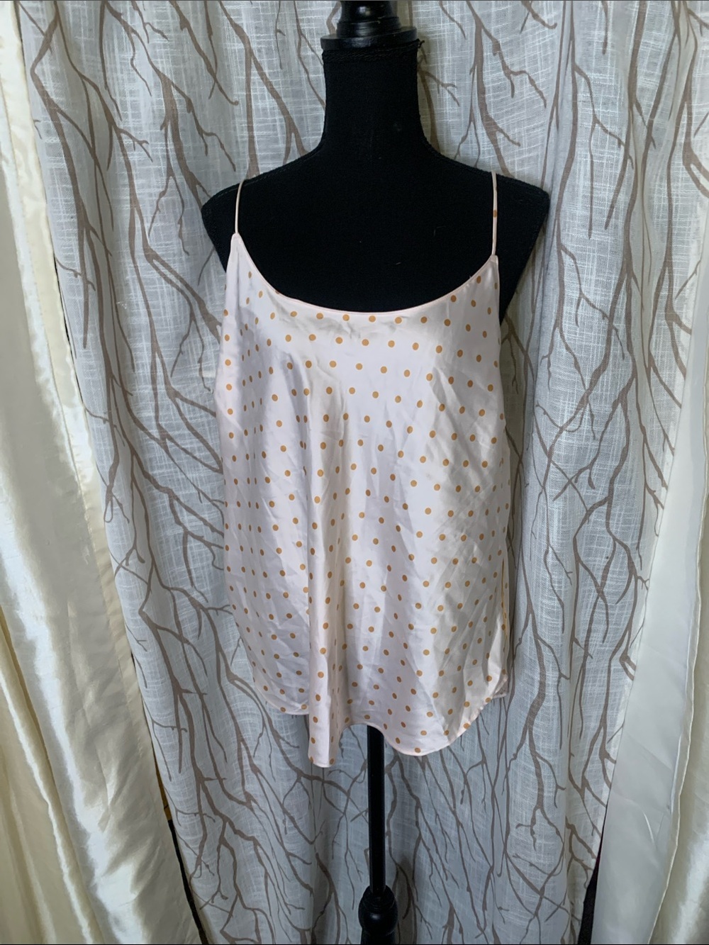 NWT Victorias Secret Light Pink Satin Polka Dot Cami with Gold Dots